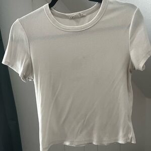 Olive & Oak Cream Ribbed Short Sleeve Top